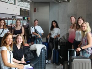 Interns arriving at the airport.